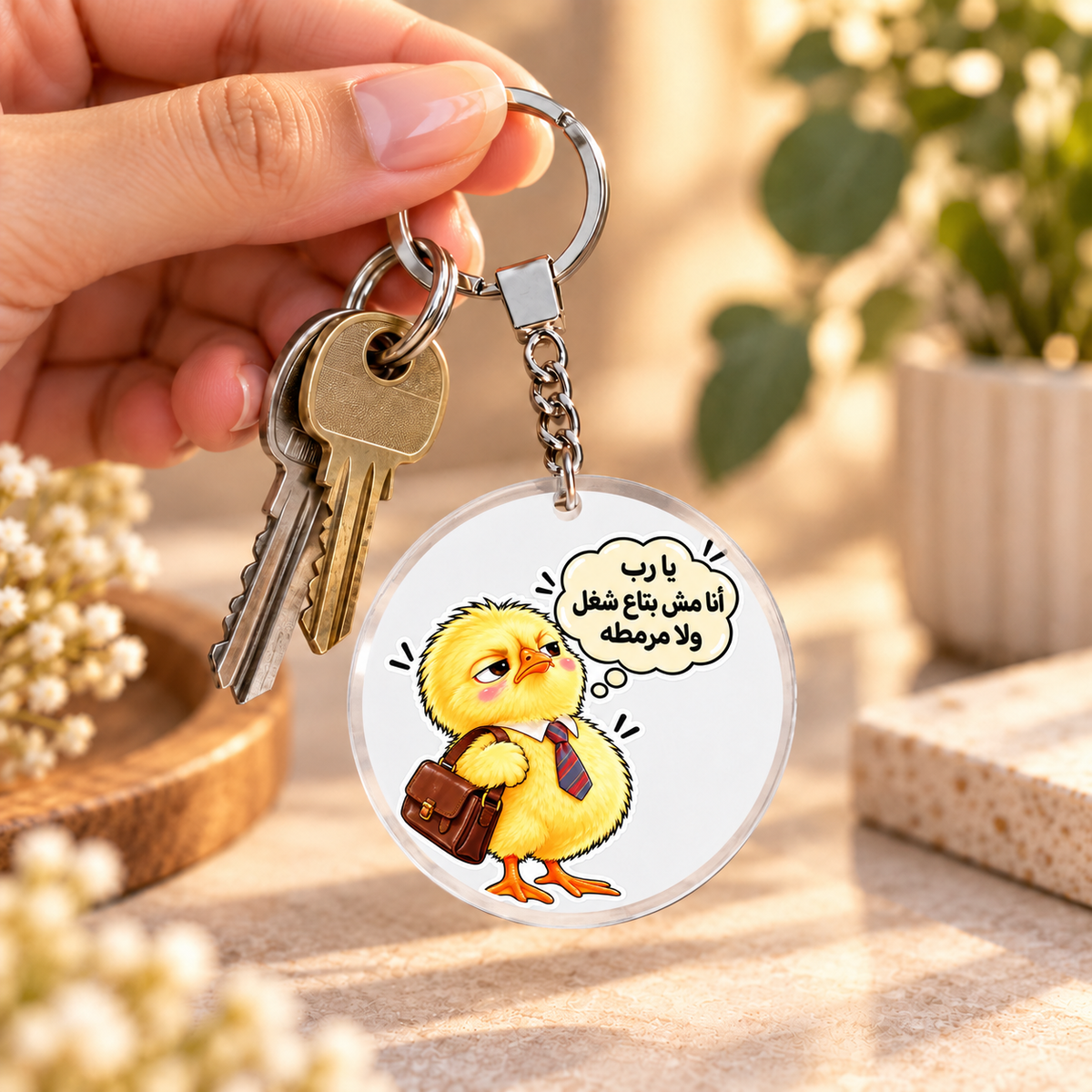 "Smartest Chick at Work" Clear Acrylic Keychain | Single-Sided Print (Round / Rectangle)