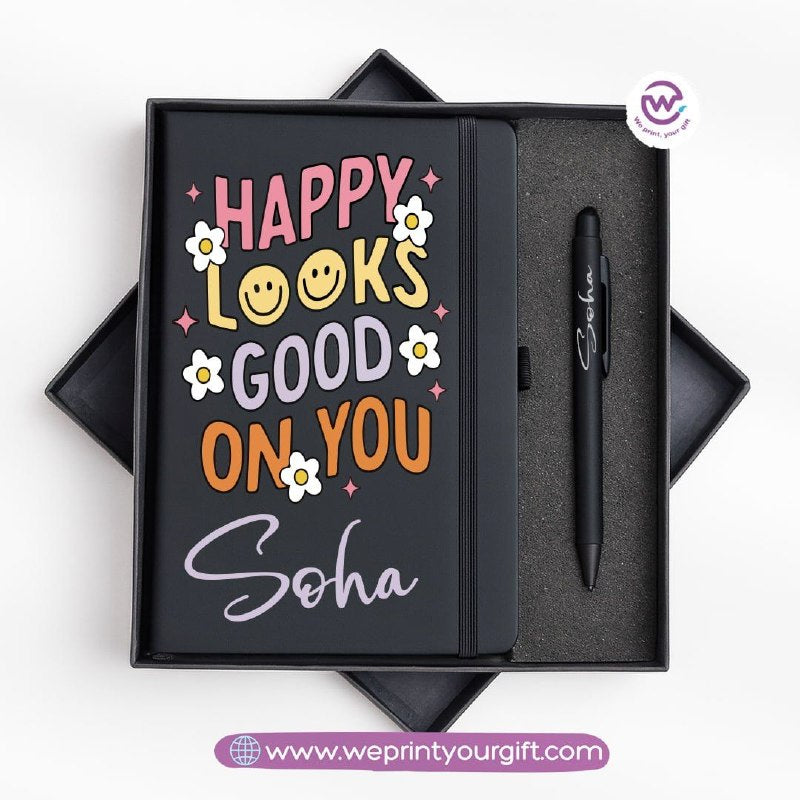 Retro Motivational Personalized Notebook & Metal Pen Gift Box