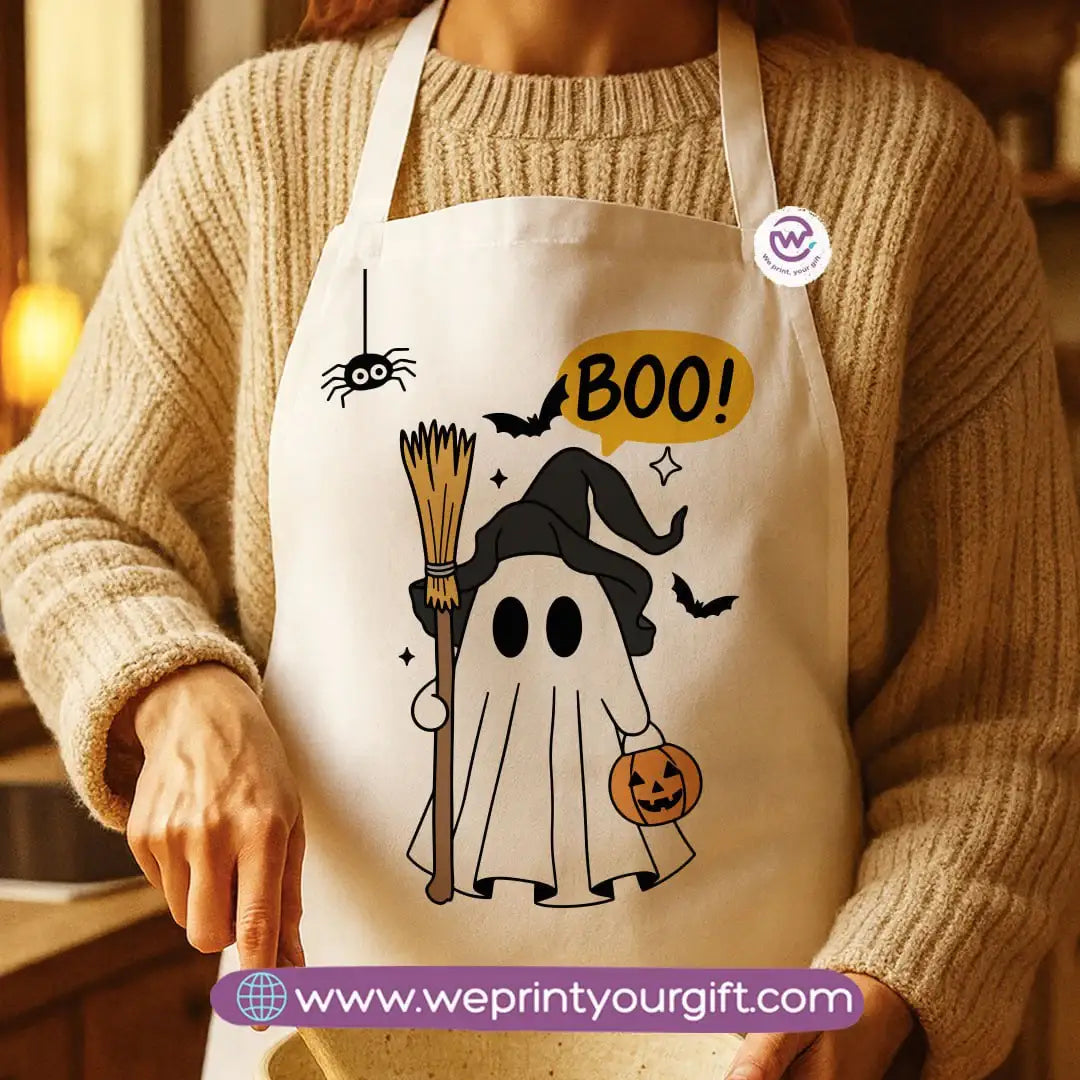 Spooky Halloween Apron – Custom Heavy Cotton Kitchen Apron with Front Pocket - WE PRINT