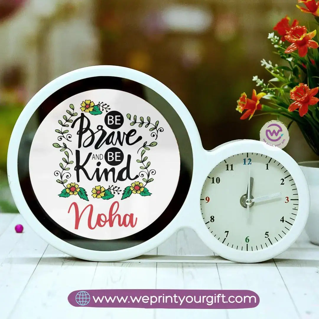 Round Magic Mirror with Clock – Personalized Motivational Design - WE PRINT