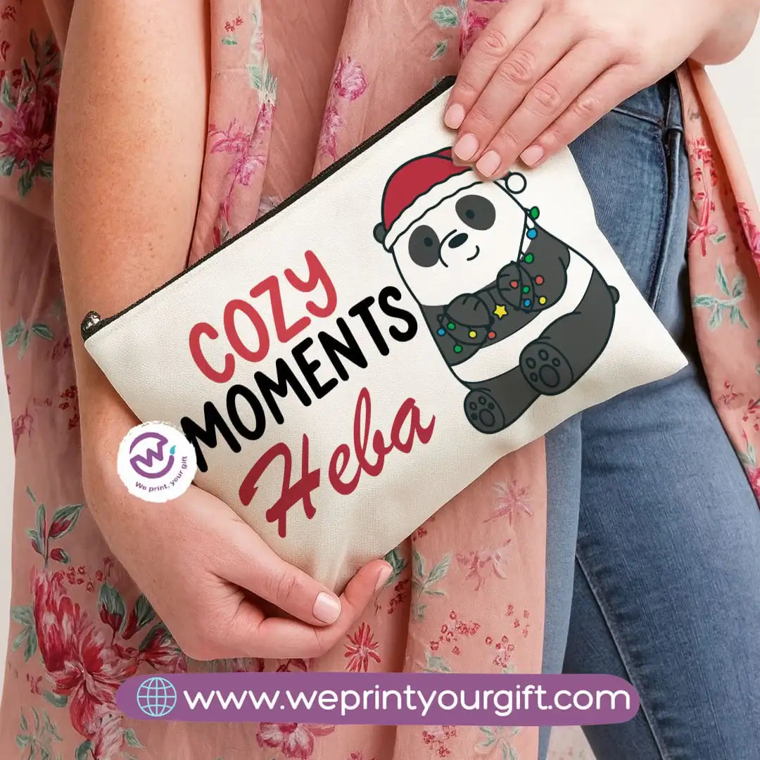 Cute Christmas Bears Makeup Bag & Pencil Case – Festive Cotton Pouch - WE PRINT