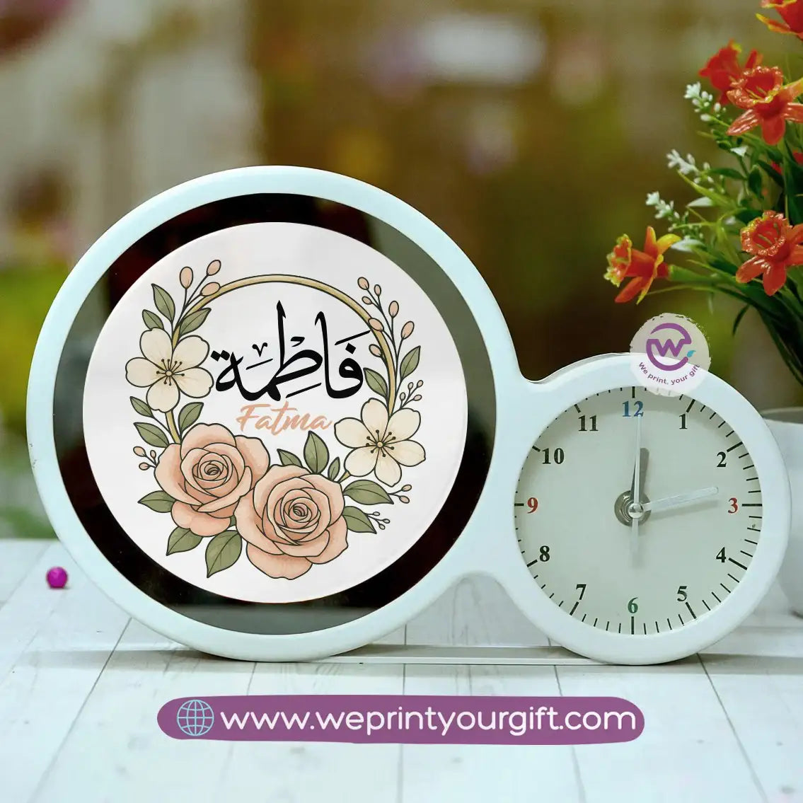 Round Magic Mirror with Clock – Custom Name Collection - WE PRINT
