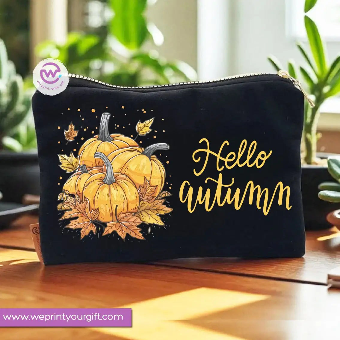 Autumn Theme Makeup Bag & Pencil Case – Cozy Cotton Pouch with Fall Designs - WE PRINT