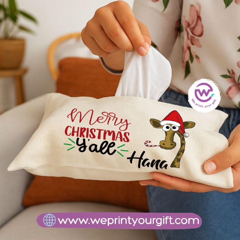 Personalized Fabric Tissue Holder – Christmas Designs