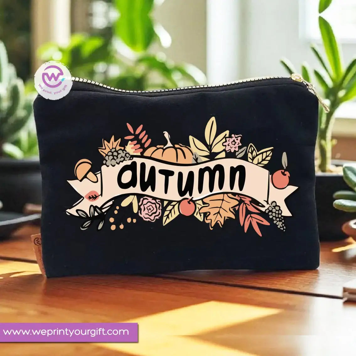 Autumn Theme Makeup Bag & Pencil Case – Cozy Cotton Pouch with Fall Designs - WE PRINT