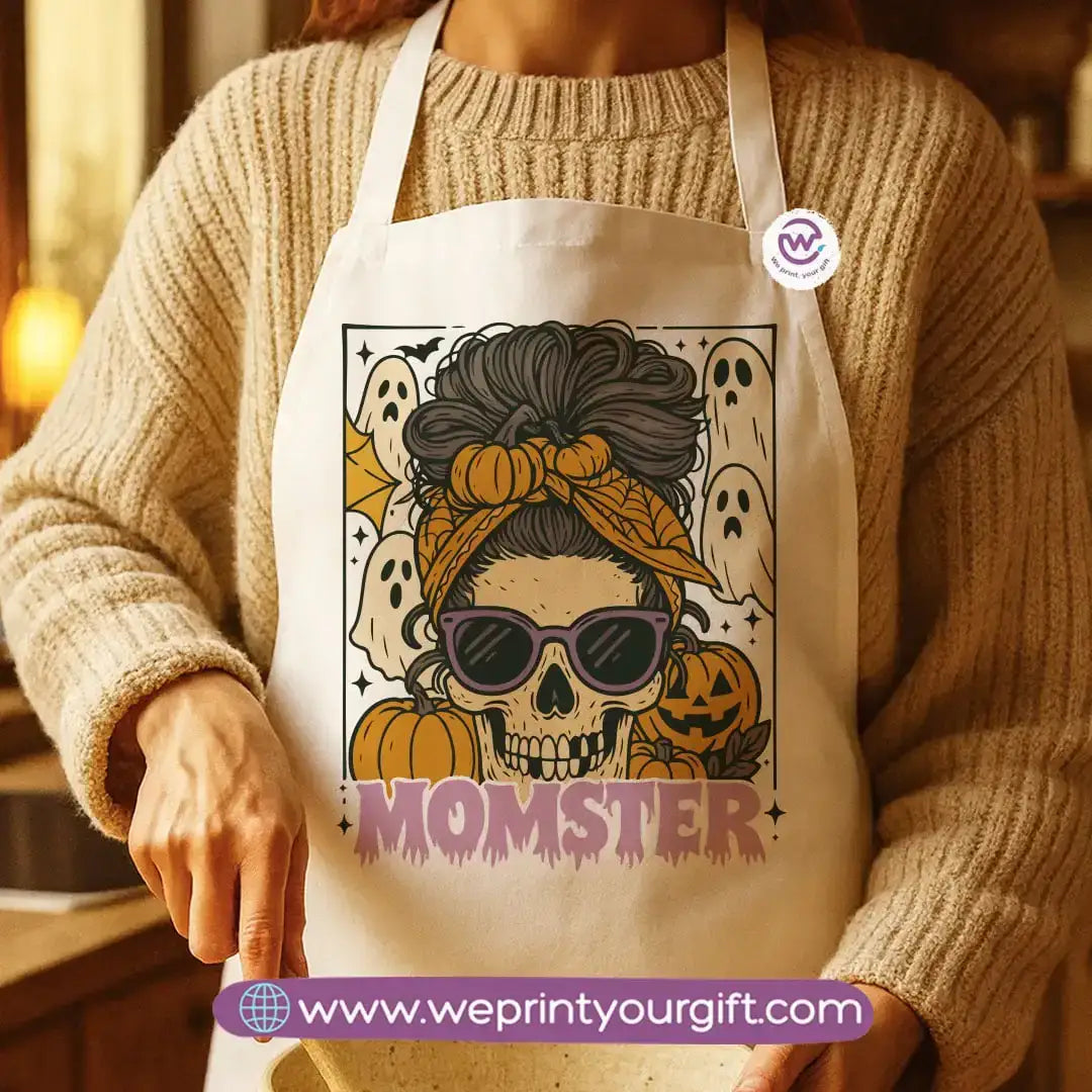 Spooky Halloween Apron – Custom Heavy Cotton Kitchen Apron with Front Pocket - WE PRINT