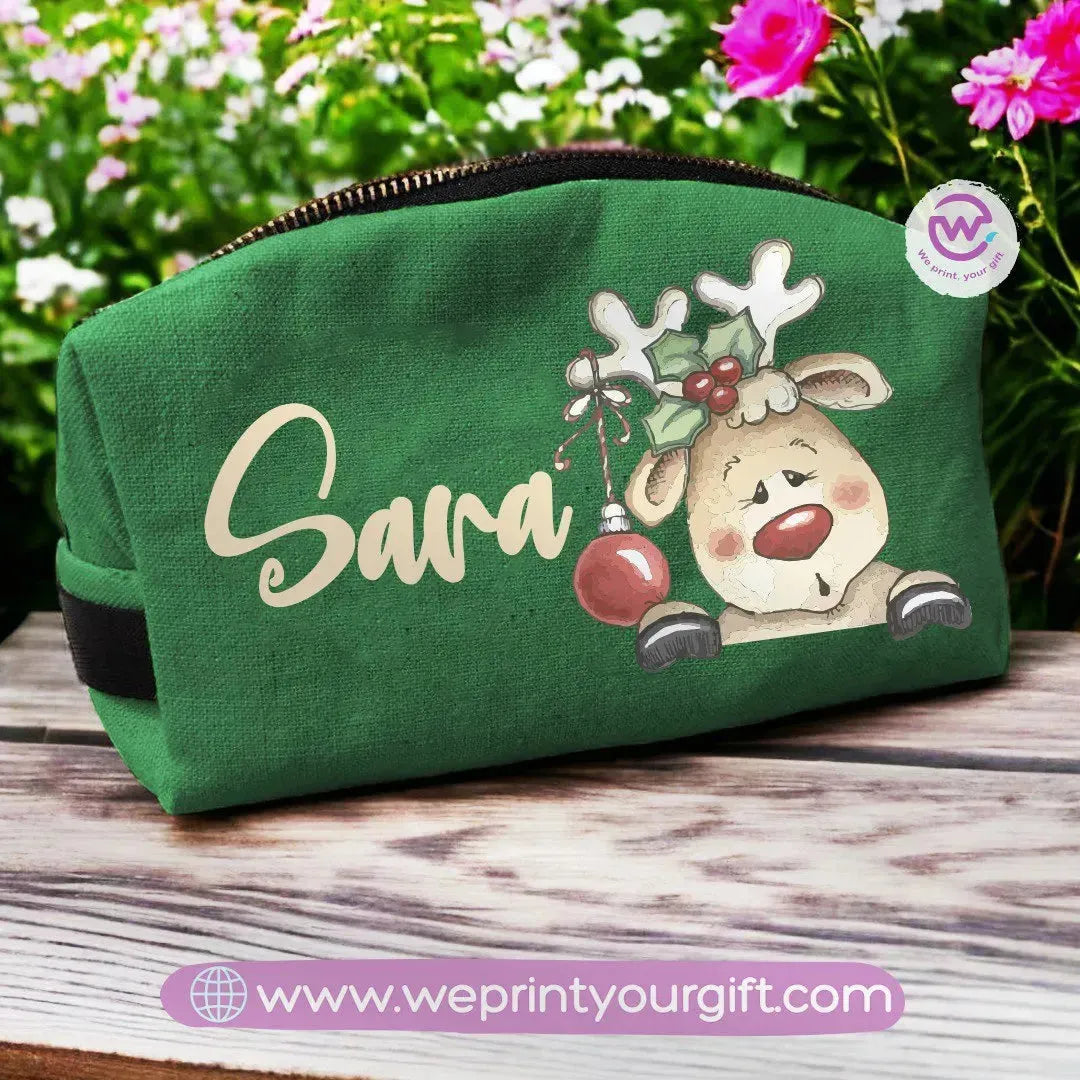 Fabric Boxy Pouch Makeup bag-Christmas Designs - WE PRINT