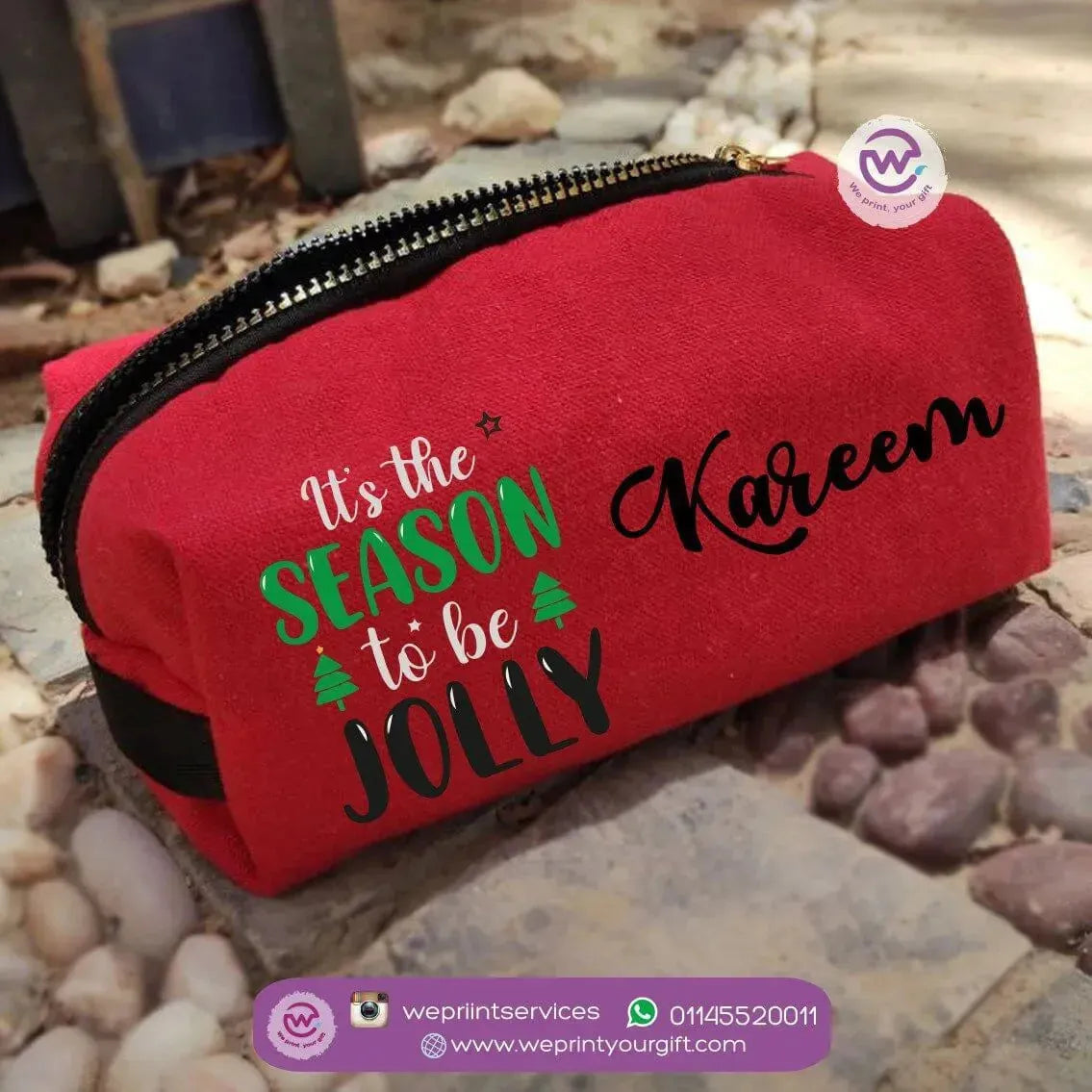 Fabric Boxy Pouch Makeup-Christmas - WE PRINT