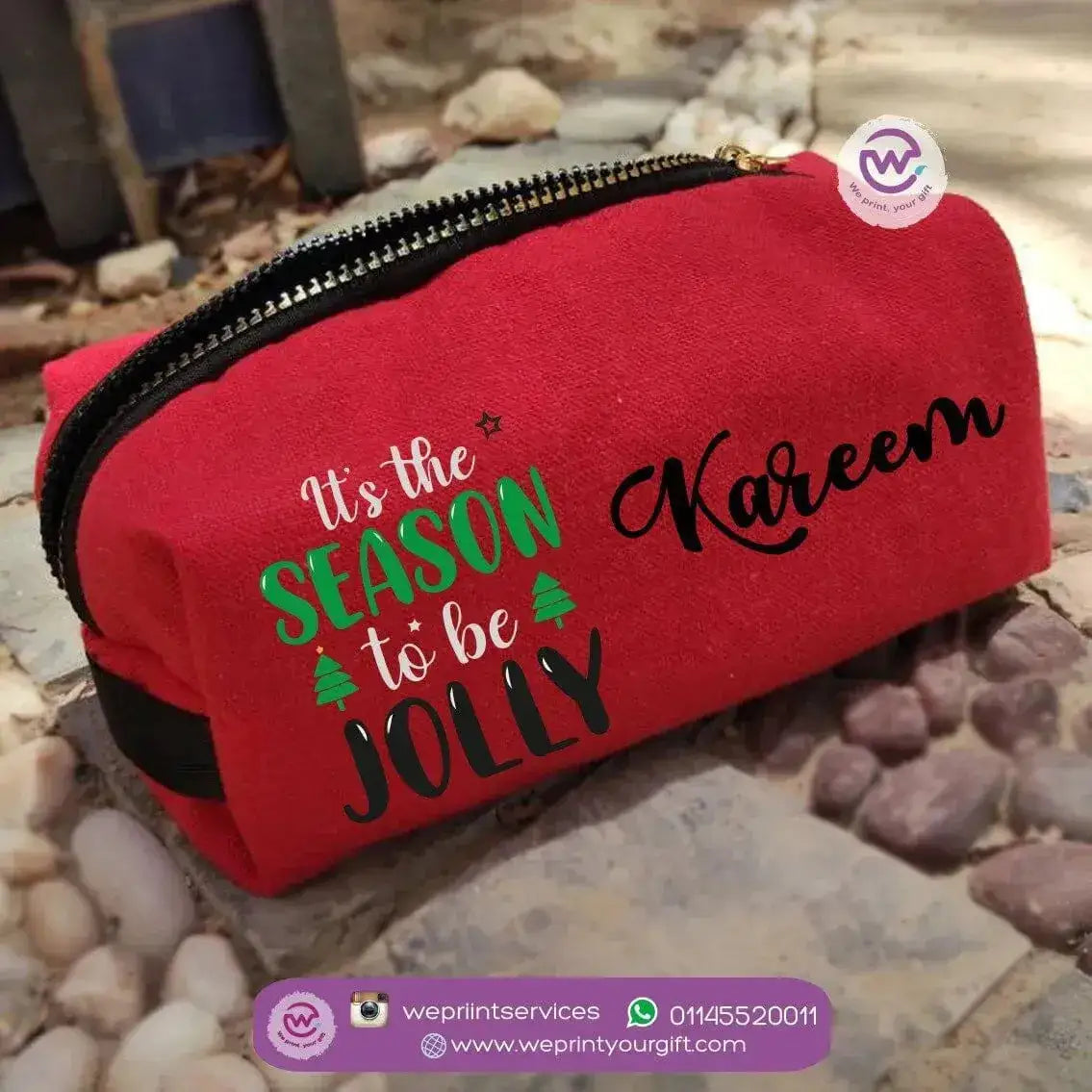 Fabric Boxy Pouch Makeup-Christmas - WE PRINT