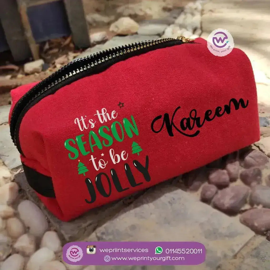 Fabric Boxy Pouch Makeup-Christmas - WE PRINT