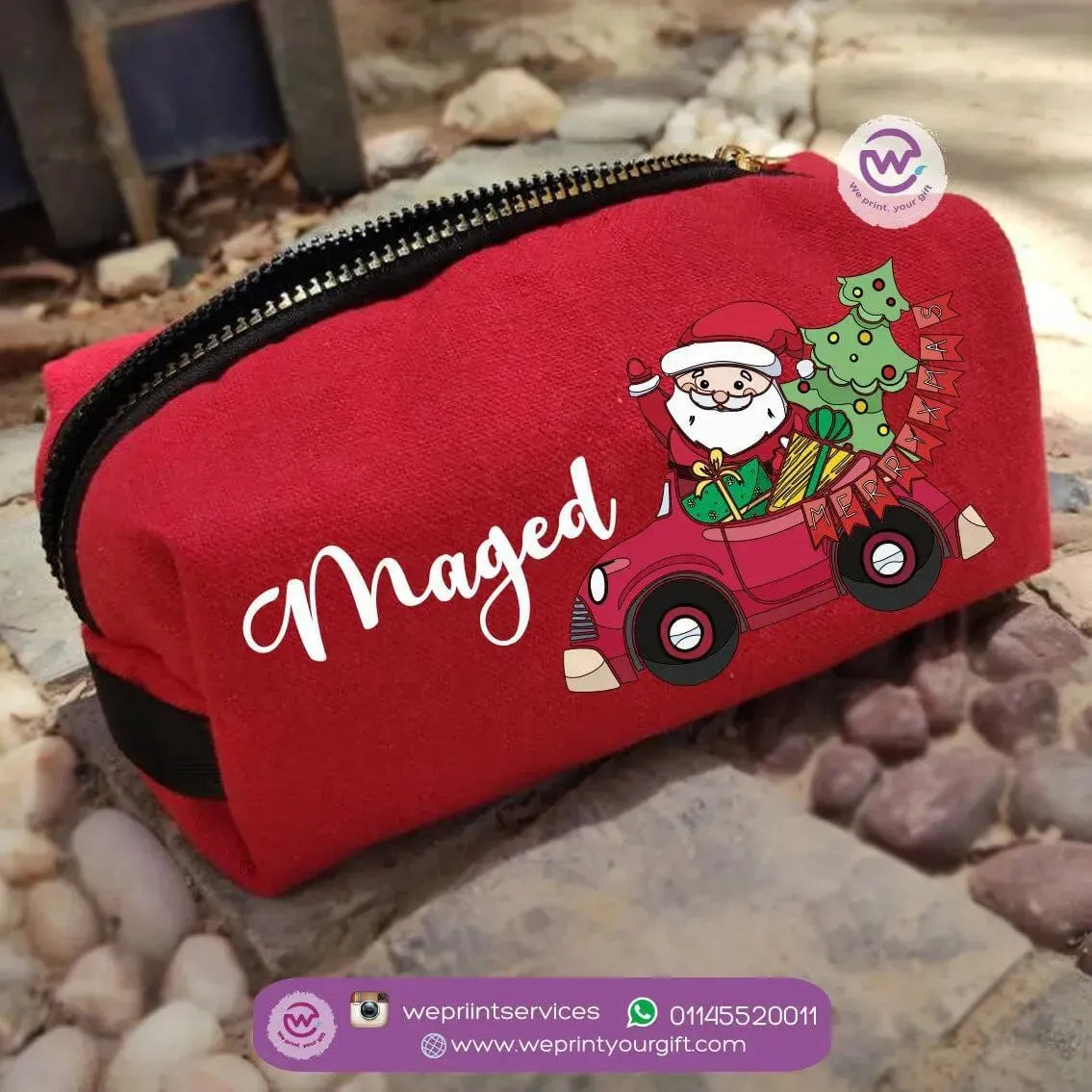 Fabric Boxy Pouch Makeup-Christmas - WE PRINT