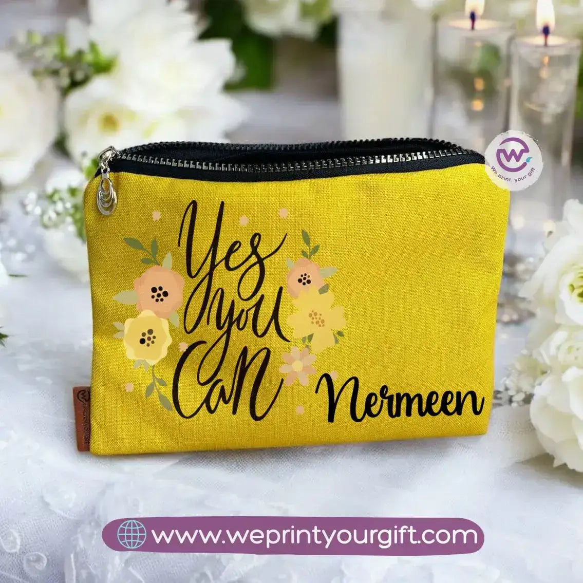 Fabric Makeup Bag-Motivation- Names - WE PRINT