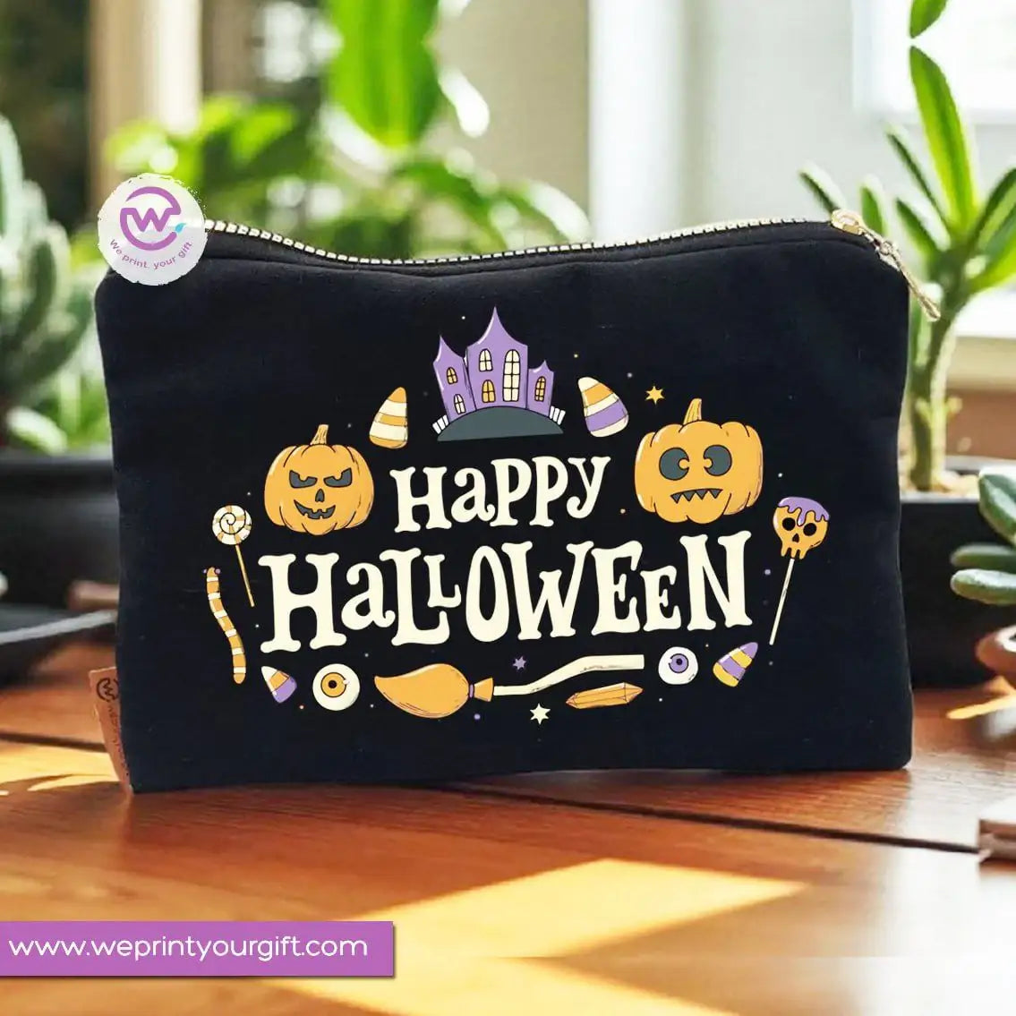 Halloween Makeup Bag & Pencil Case โ Spooky Cotton Pouch with Fun Designs - WE PRINT