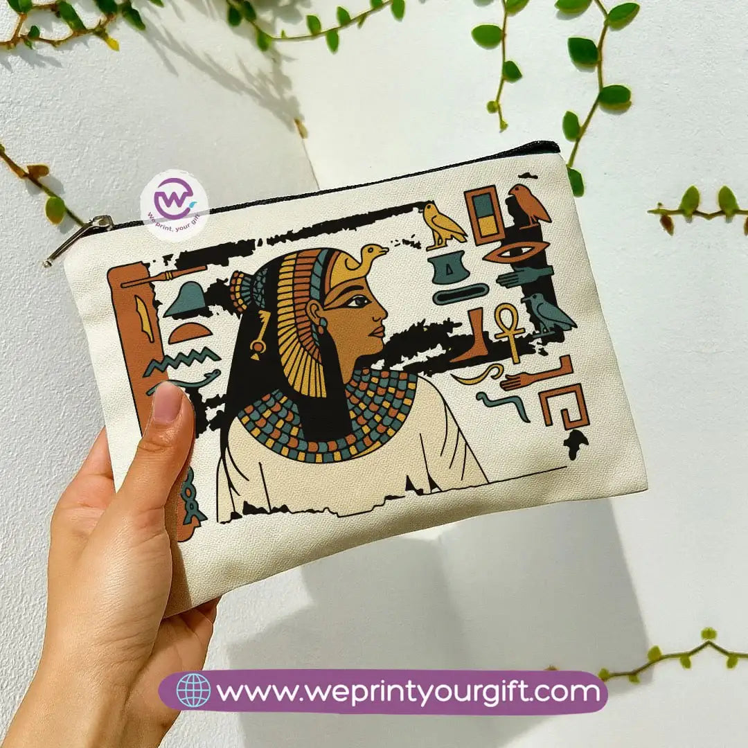 Pharaonic Egyptian Makeup Bag & Pencil Case – Artistic Cotton Pouch Inspired by Ancient Egypt - WE PRINT