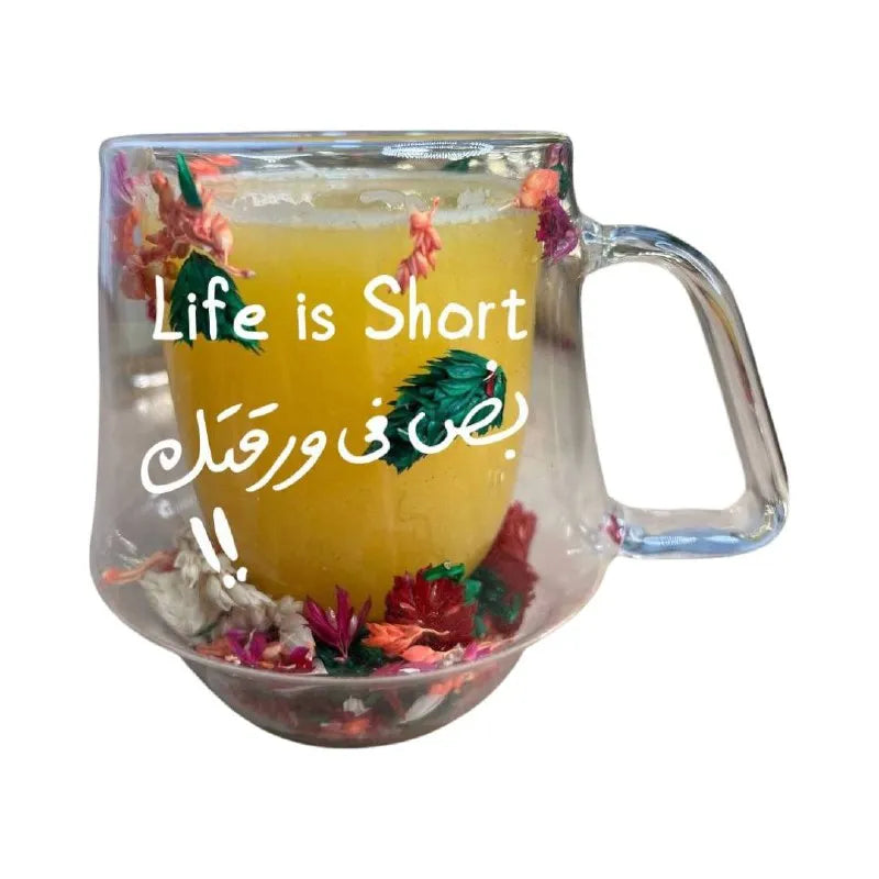 Floral double wall mug- Comic design - WE PRINT