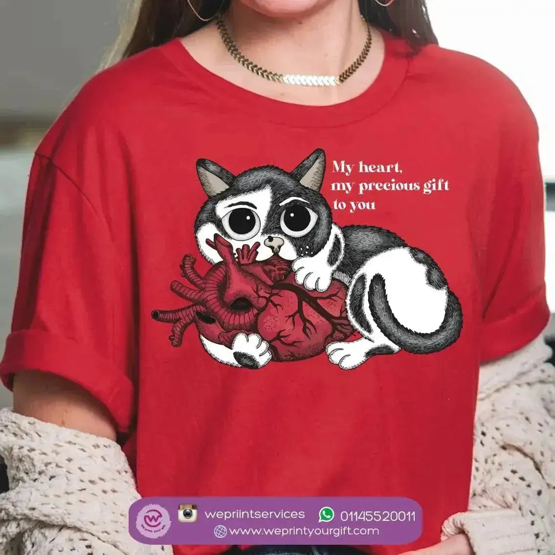 Half sleeve T-shirt - Cat - WE PRINT