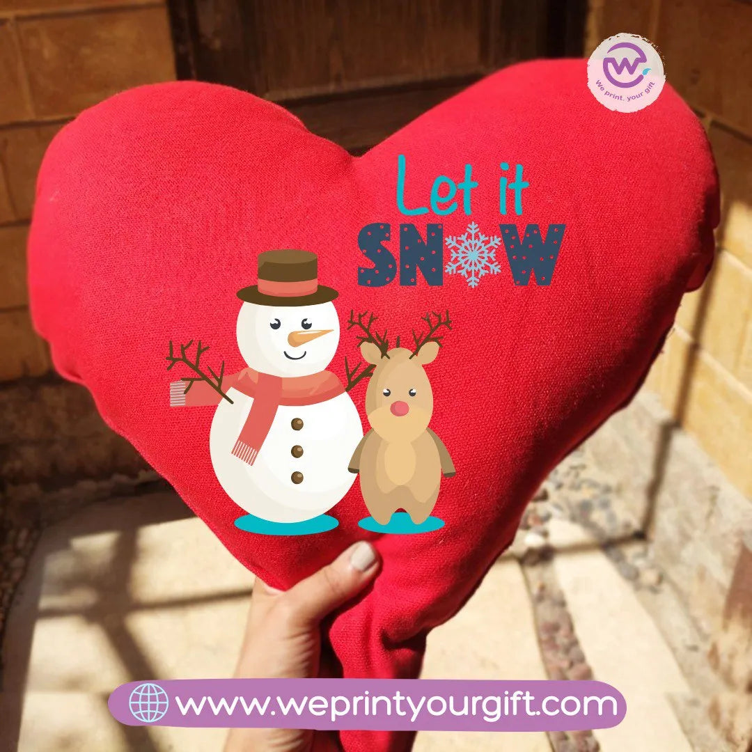 Heart Fabric Cushion-Snowman - WE PRINT