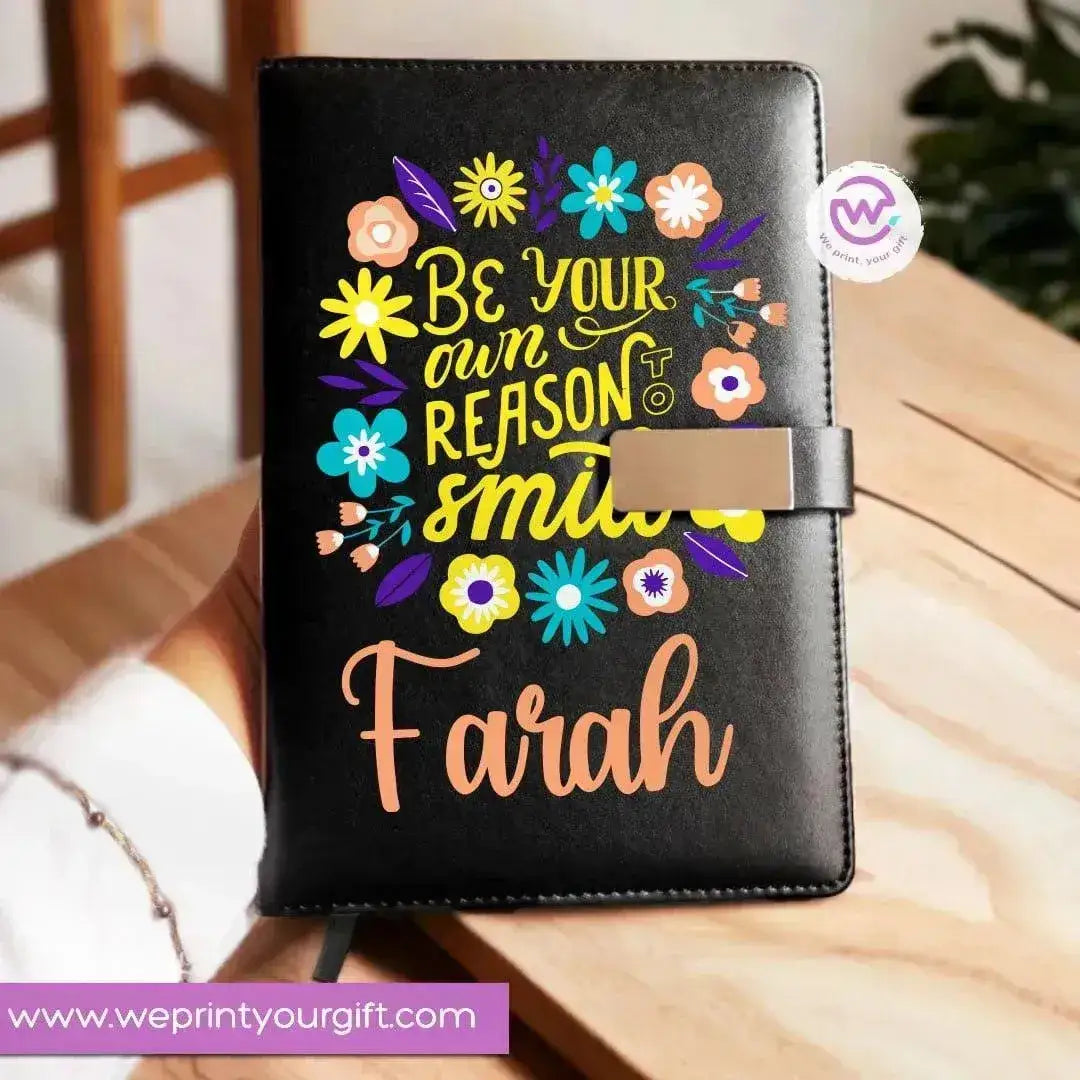 Leather Notebook with Magnetic clip- Motivational-A - WE PRINT