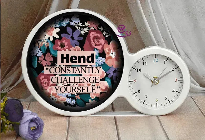 Lighting Mirror With Clock - Names - WE PRINT