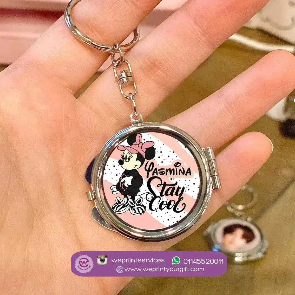 Metal Keychain - With Inside Mirror - Minnie Mouse - WE PRINT