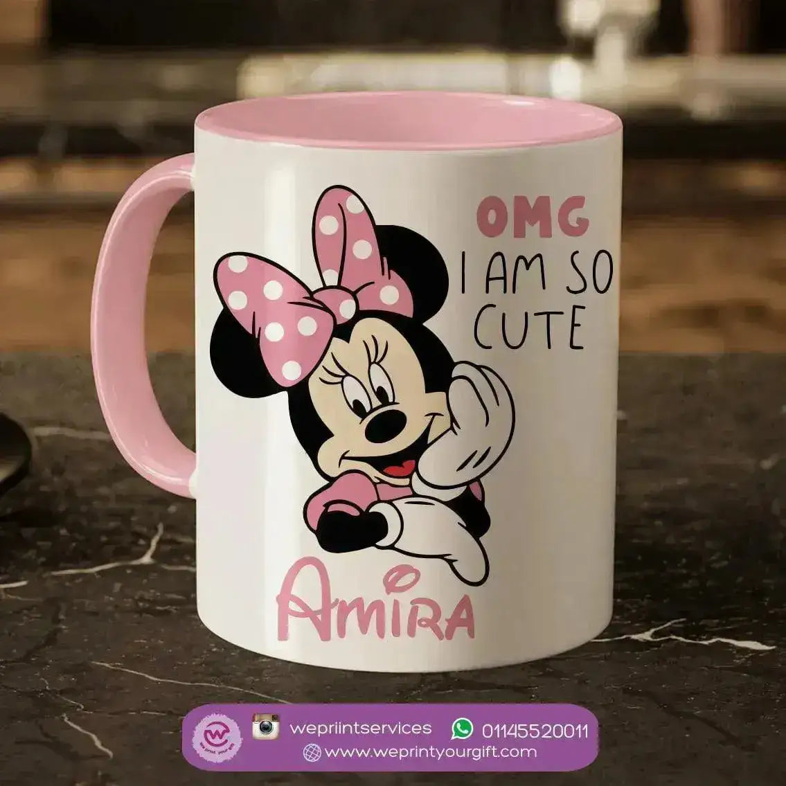 Mug-Colored Inside- Minnie Mouse - WE PRINT