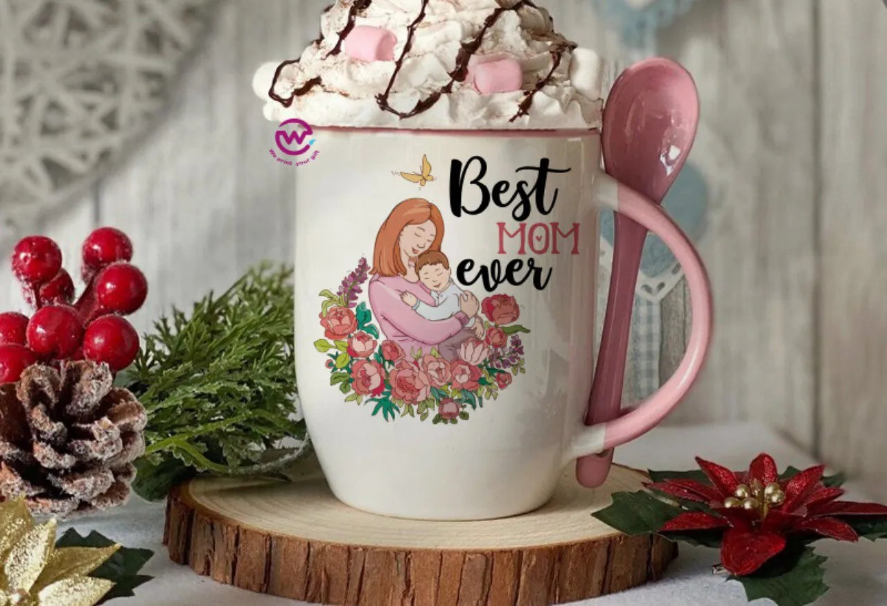 Mug with Spoon- Mom designs - WE PRINT