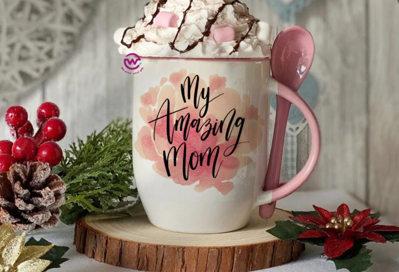 Mug with Spoon- Mom designs - WE PRINT