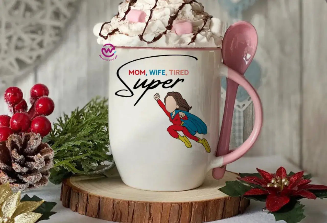 Mug with Spoon- Mom designs - WE PRINT