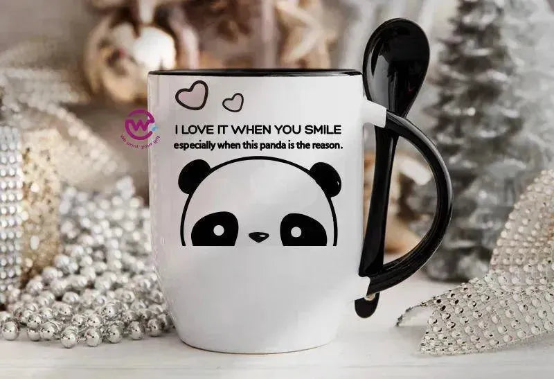 Mug-With Spoon - panda - WE PRINT