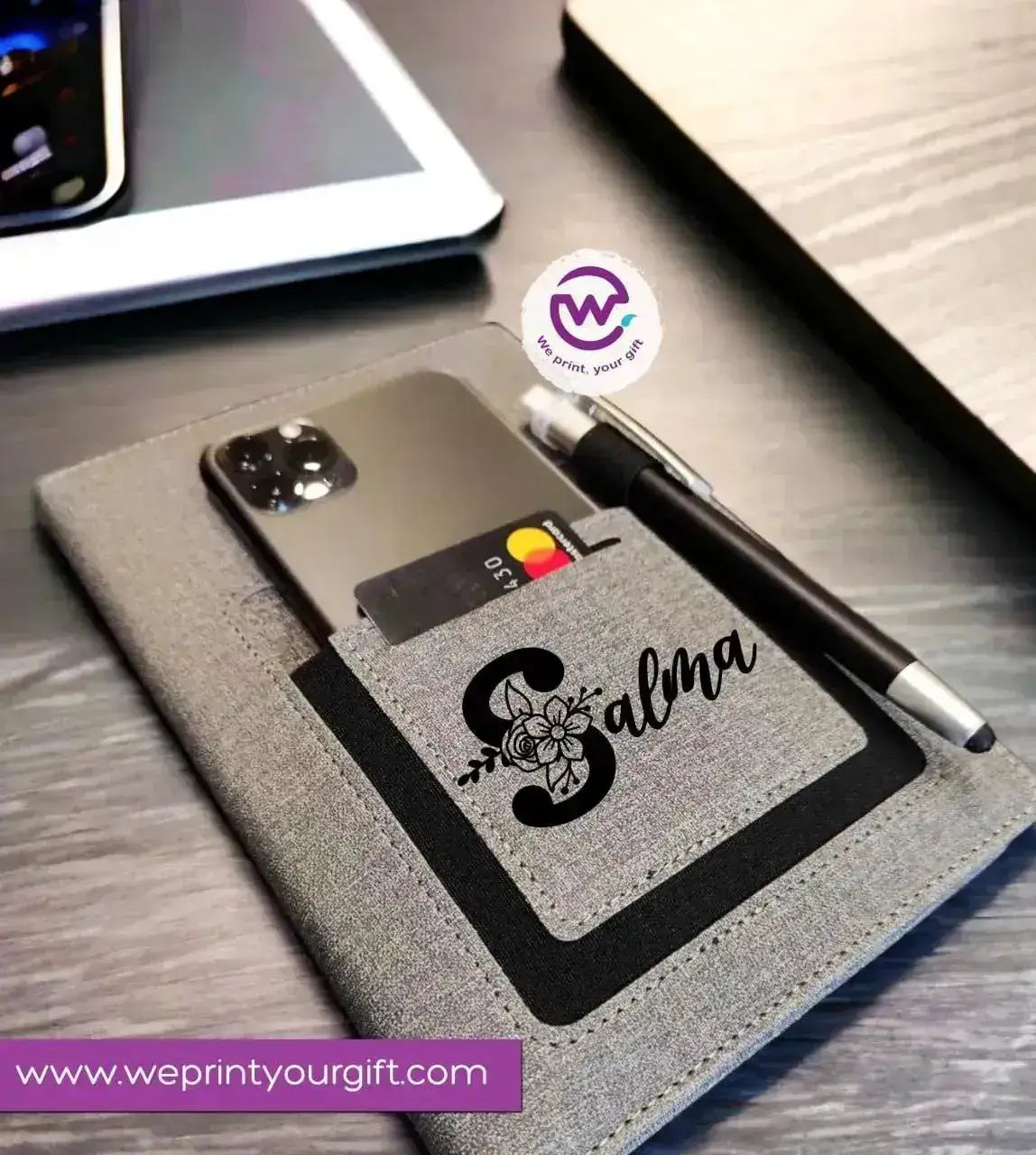 Notebook with fabric Cover& pocket- Names - WE PRINT