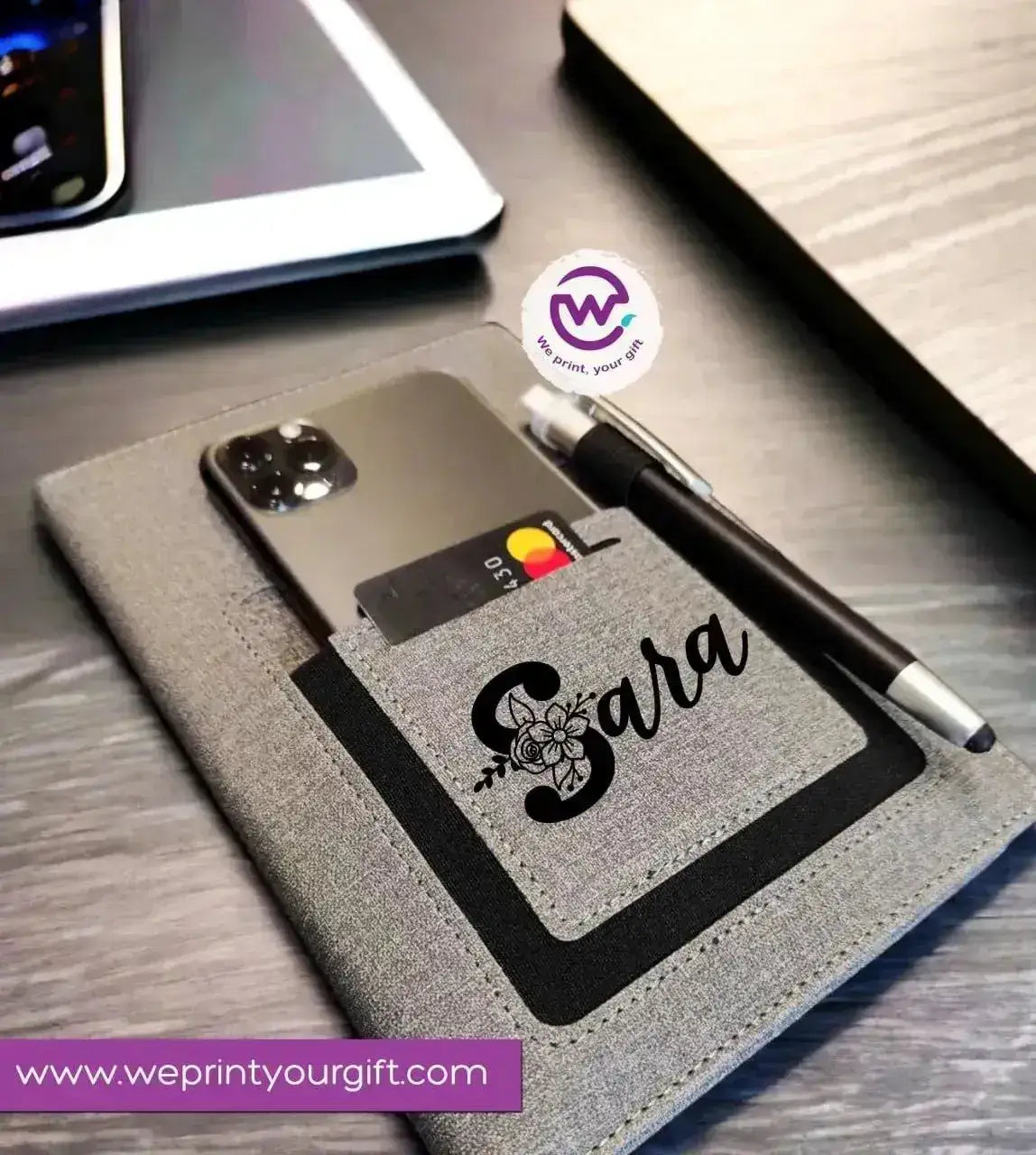 Notebook with fabric Cover& pocket- Names - WE PRINT