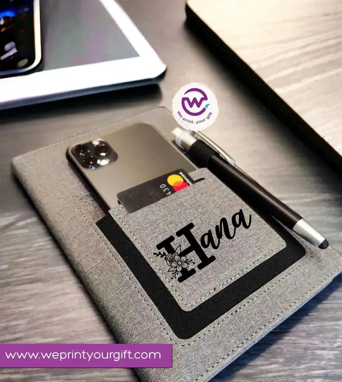 Notebook with fabric Cover& pocket- Names - WE PRINT
