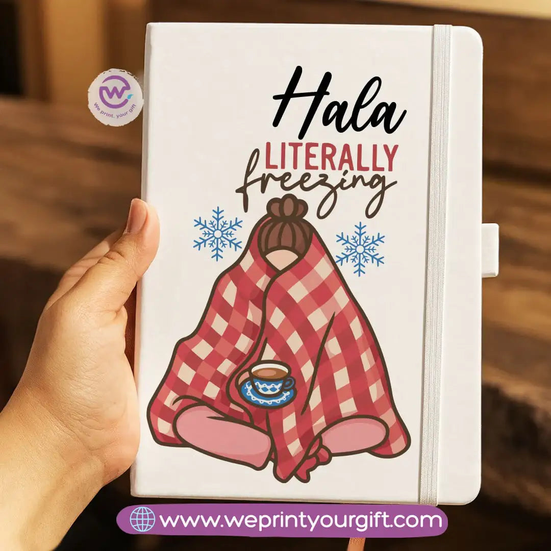 Personalized Hard Cover Rubber Notebook – Winter & Christmas Designs - WE PRINT