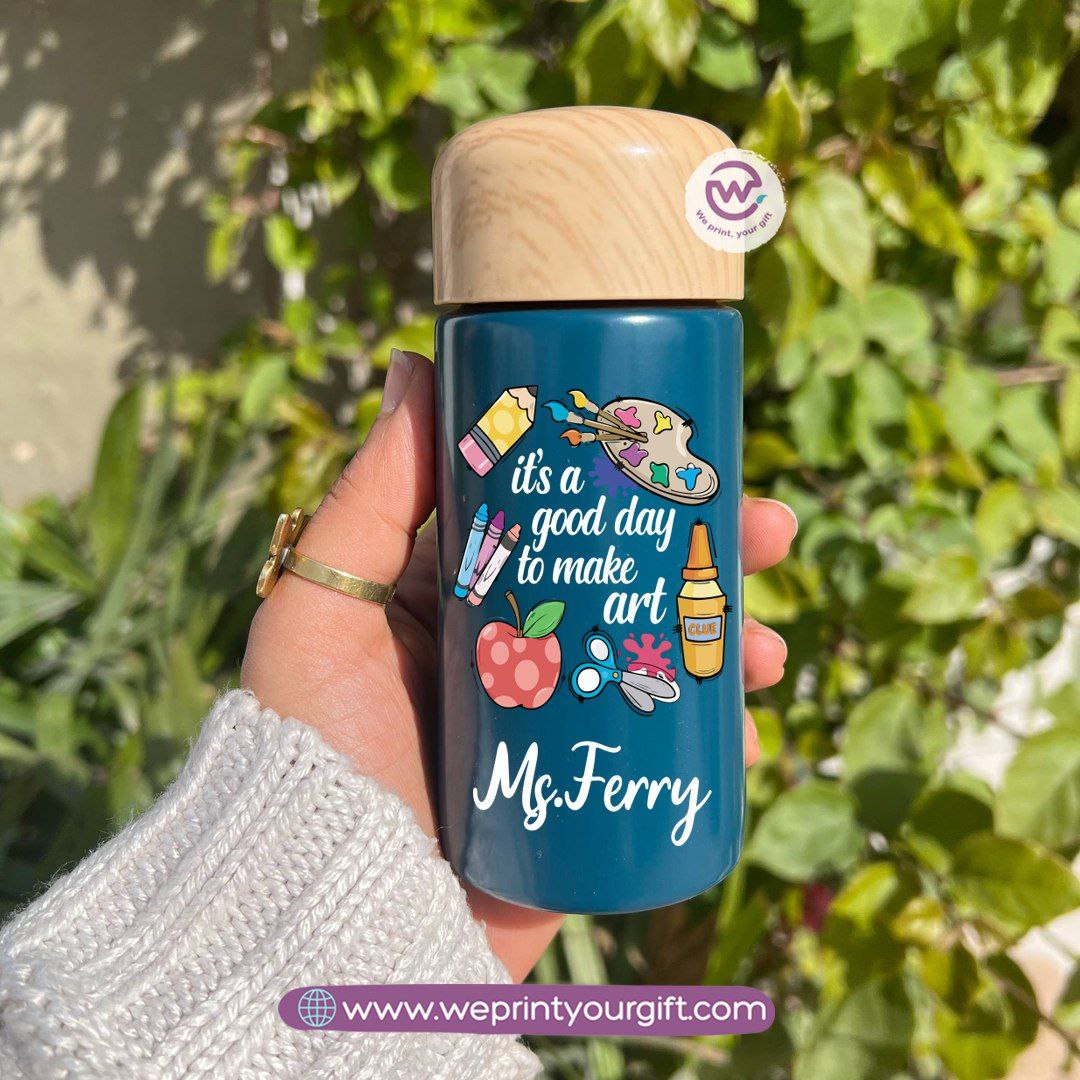 Mini Thermal Coffee Mug โ (150ml & 250ml) | Wooden Lid - Teacher Appreciation Edition