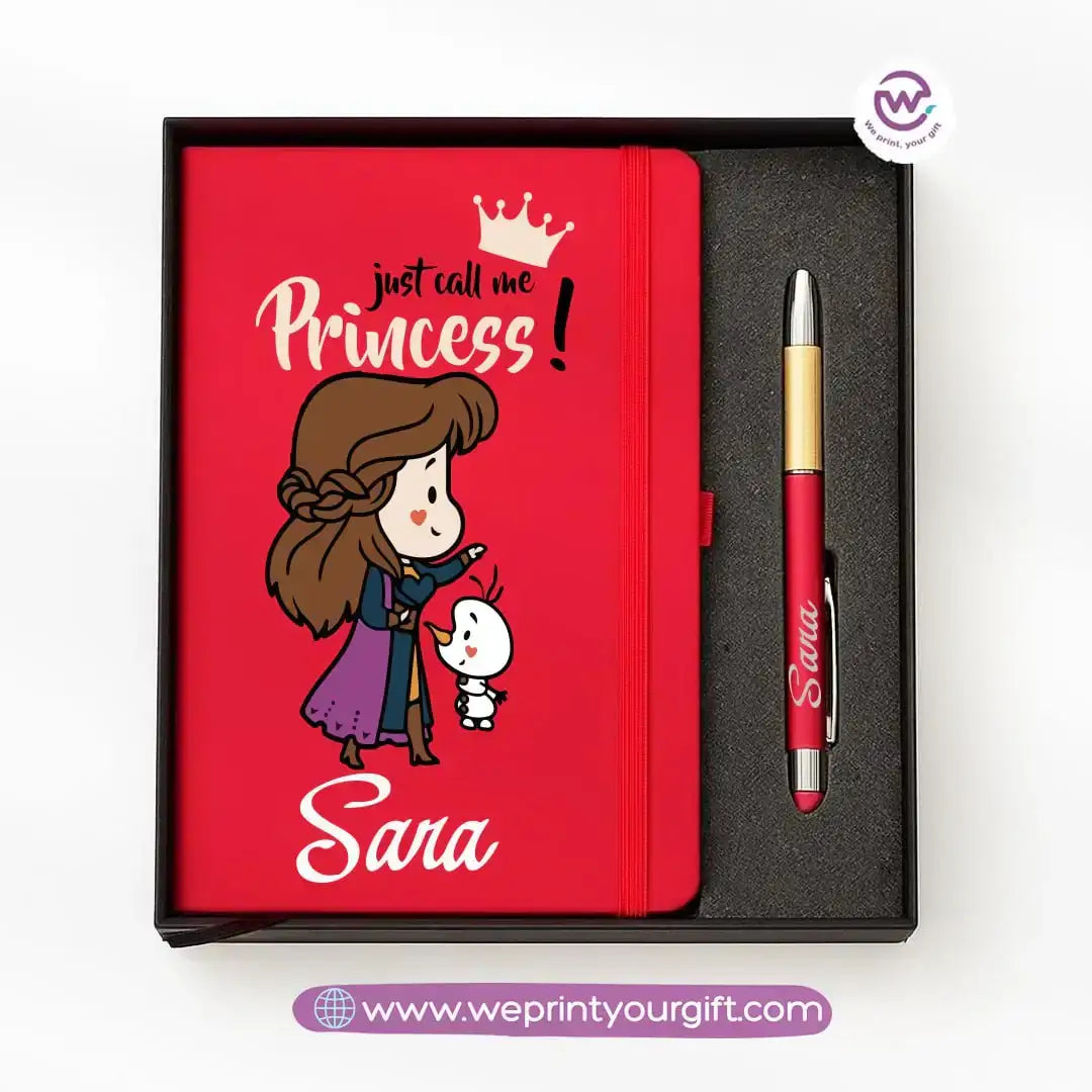 ๐ Princess-Inspired Personalized Gift Box with Notebook & Metal Pen - WE PRINT