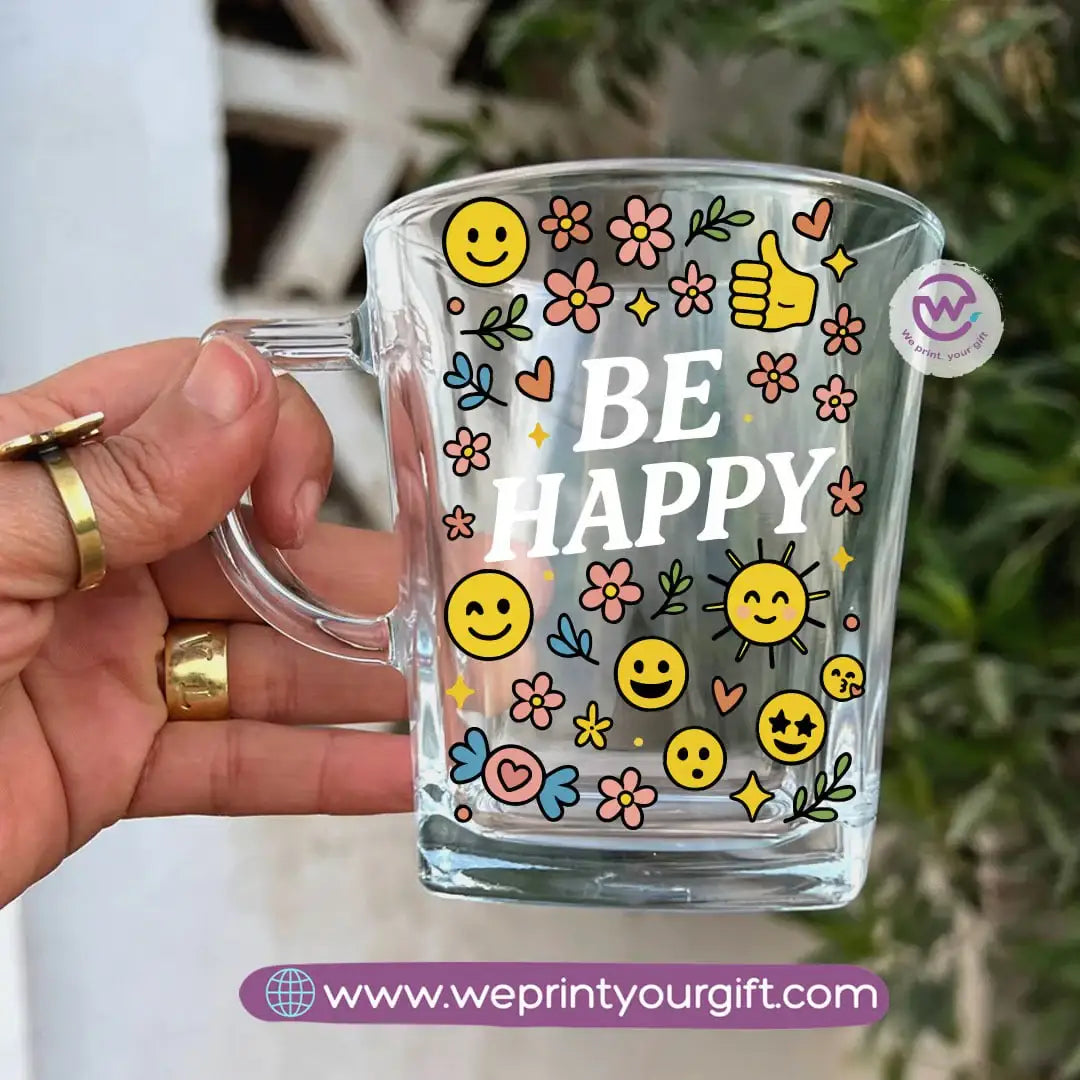 Personalized Motivational Doodle Glass Tea Cup – 300 ml - WE PRINT