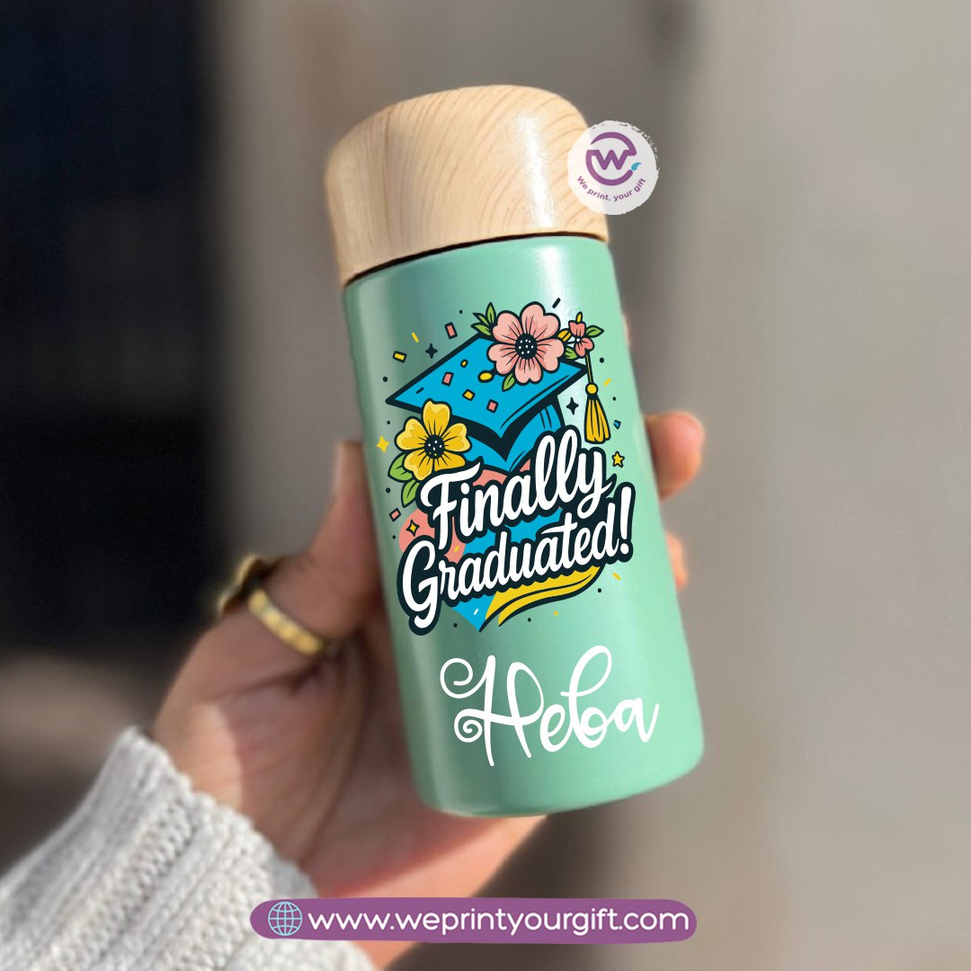 Mini Thermal Coffee Mug โ (150ml & 250ml) | Wooden Lid - Graduation Digital Art Edition