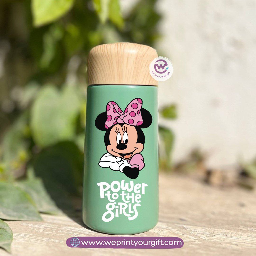 Mini Thermal Coffee Mug โ (150ml & 250ml) | Wooden Lid - Mickey & Minnie Style Designs