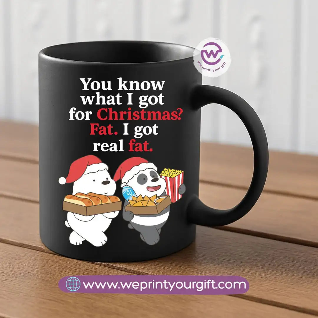 Black Classic Mug – 350 ml | Three Christmas Bears Designs | UV Raised Sticker Printing - WE PRINT