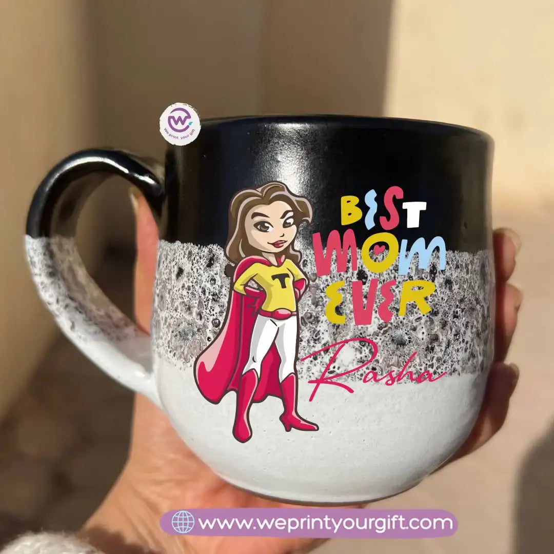 Black & White Handmade Pottery Mug – 350 ml | Mother’s Day Designs - WE PRINT