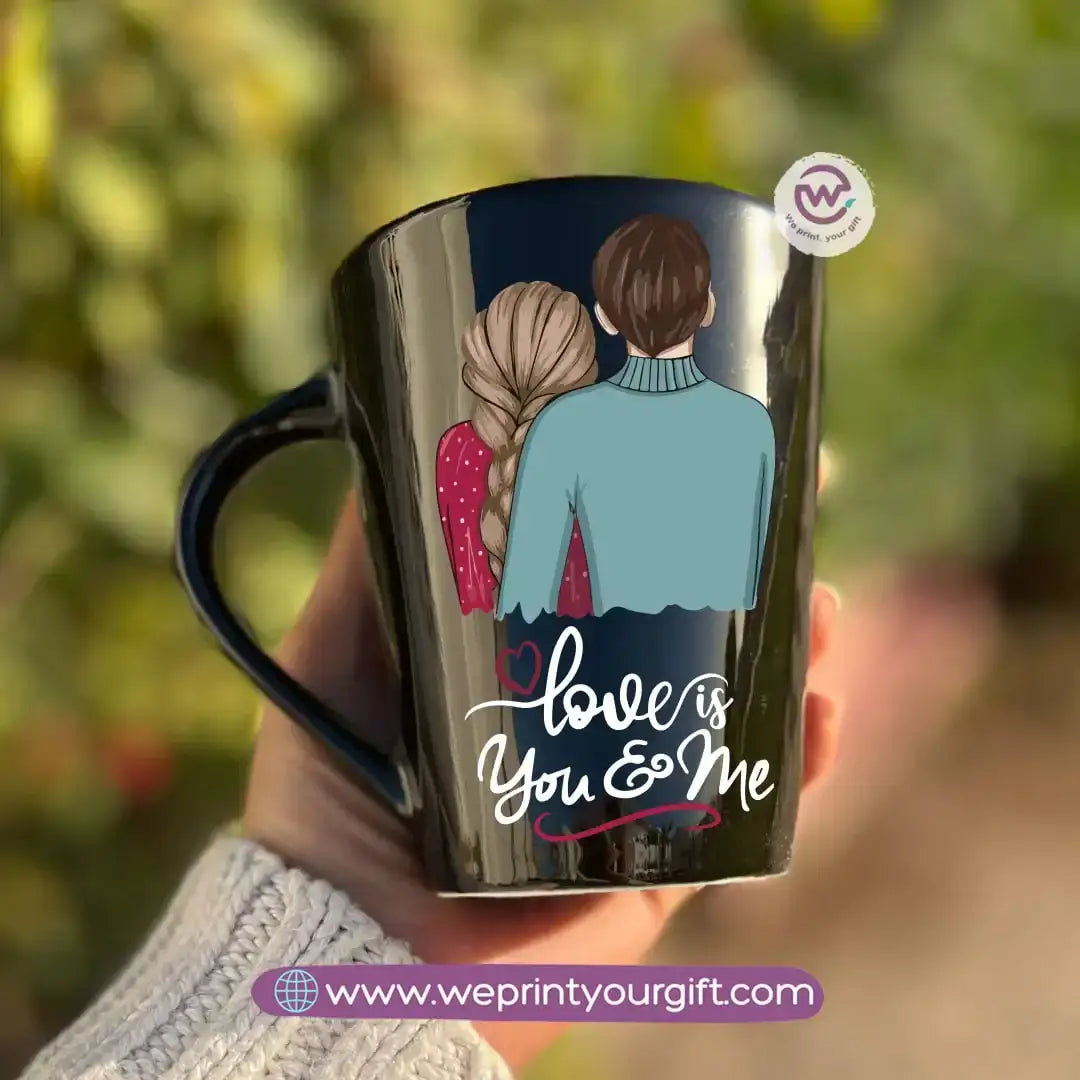 Valentine’s Edition Black Conical Porcelain Mug – 350 ml | UV Raised Sticker Printing - WE PRINT
