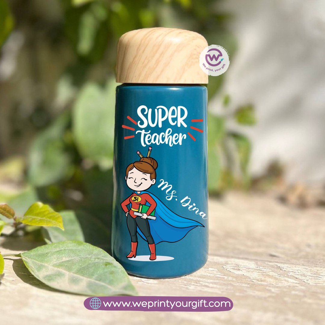 Mini Thermal Coffee Mug โ (150ml & 250ml) | Wooden Lid - Teacher Appreciation Edition