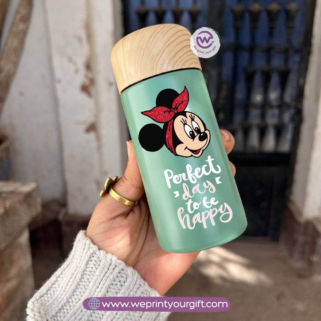 Mini Thermal Coffee Mug โ (150ml & 250ml) | Wooden Lid - Mickey & Minnie Style Designs