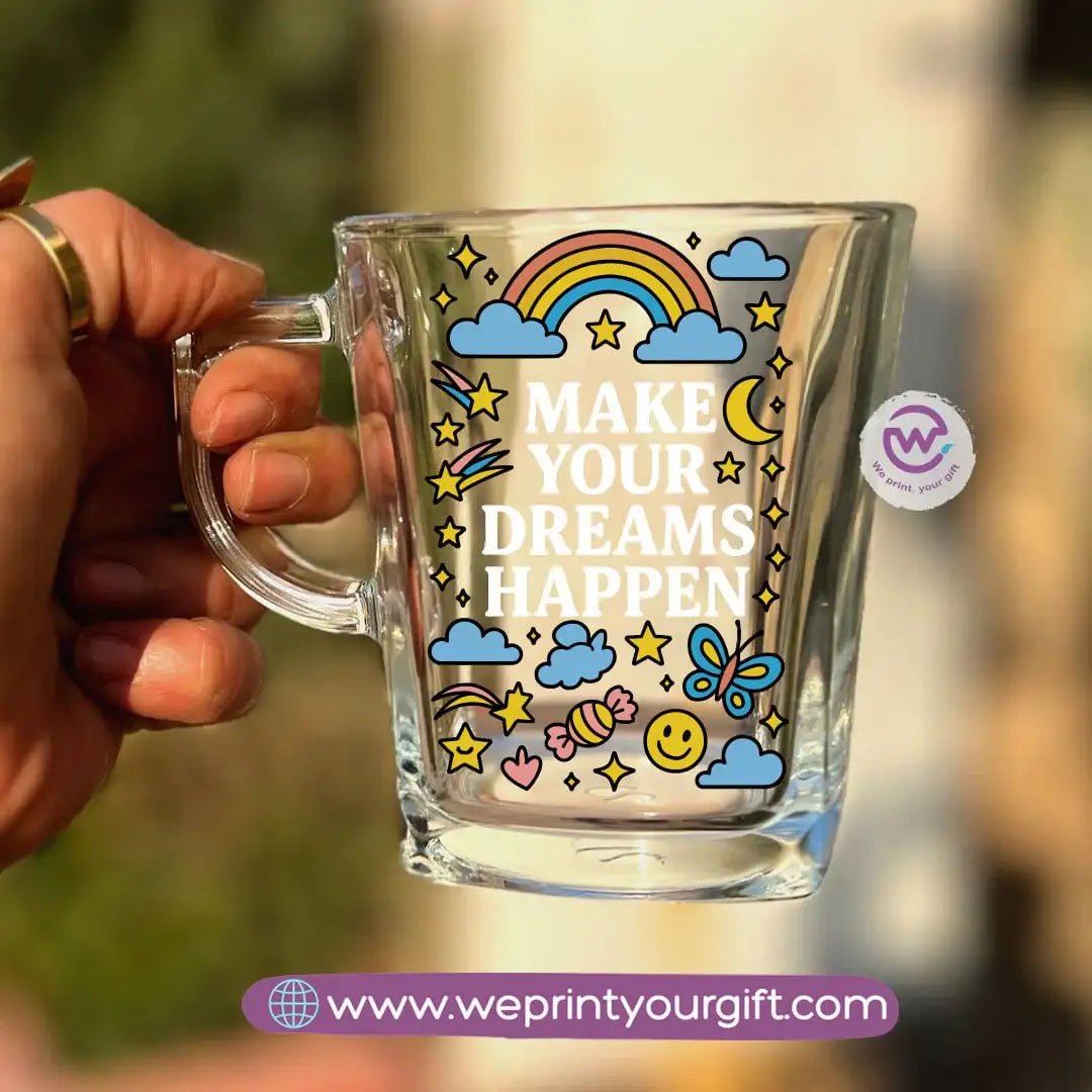 Personalized Motivational Doodle Glass Tea Cup – 300 ml - WE PRINT