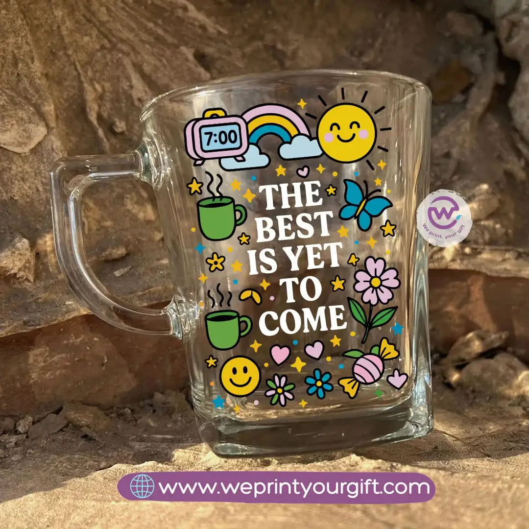 Personalized Motivational Doodle Glass Tea Cup – 300 ml - WE PRINT