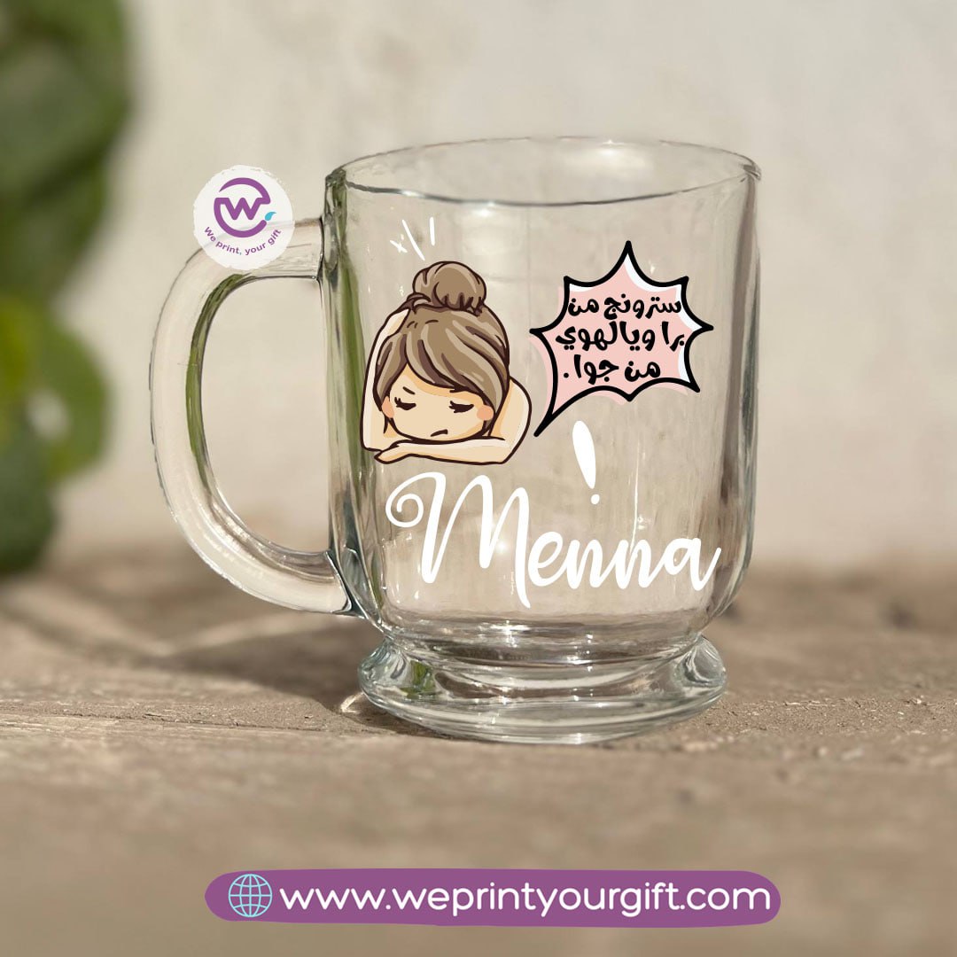 Clear Glass Espresso Coffee Cup – 250 ml | Work-Themed Comic Designs