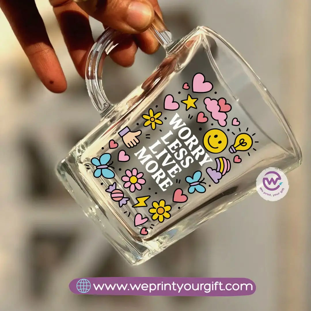 Personalized Motivational Doodle Glass Tea Cup – 300 ml - WE PRINT