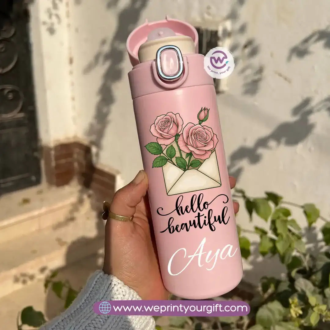 Stainless Steel Thermal Mug with Digital Temperature Display – 420ml - Motivational Floral Designs - WE PRINT