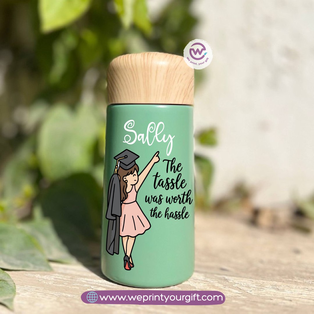 Mini Thermal Coffee Mug โ (150ml & 250ml) | Wooden Lid - Graduation Digital Art Edition