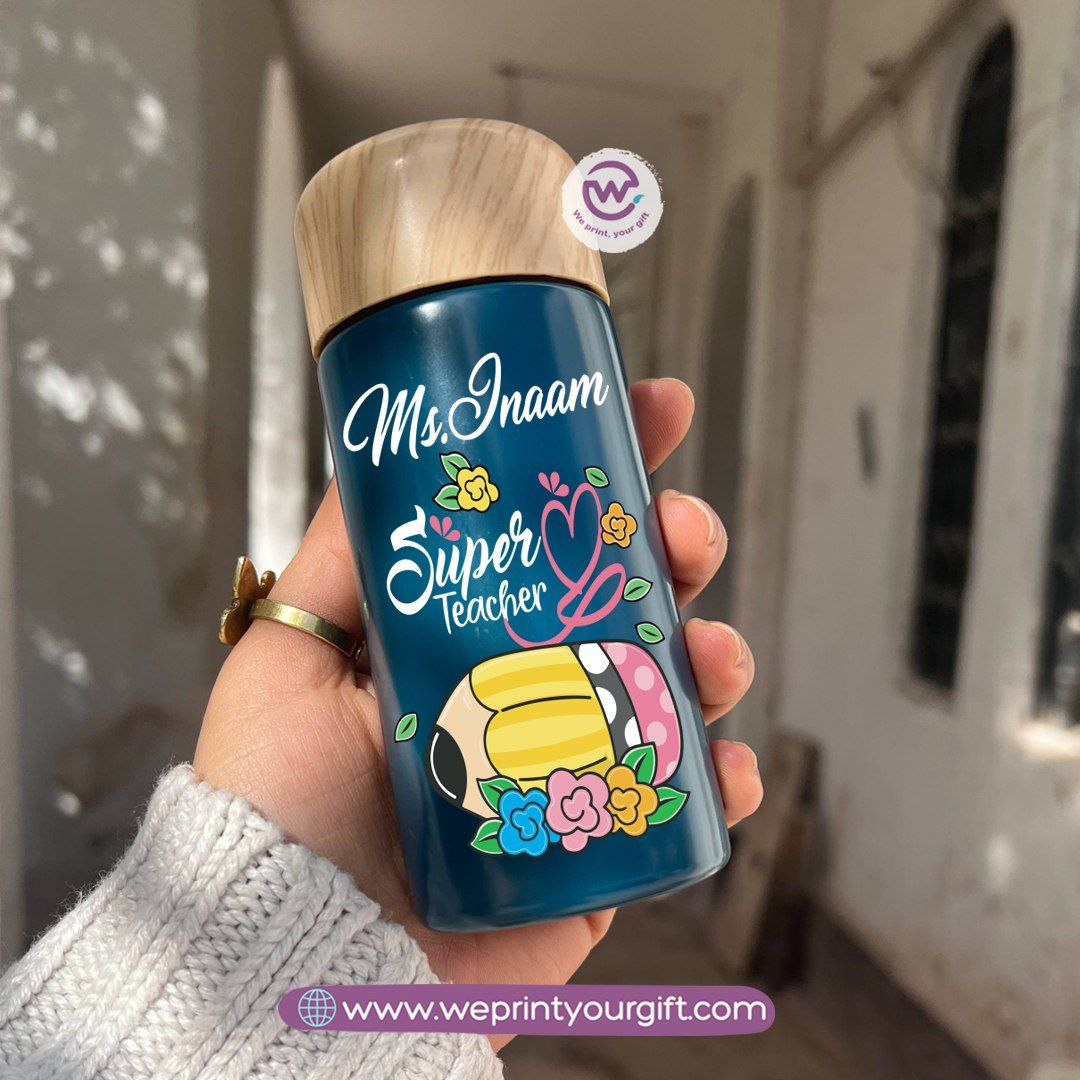Mini Thermal Coffee Mug โ (150ml & 250ml) | Wooden Lid - Teacher Appreciation Edition